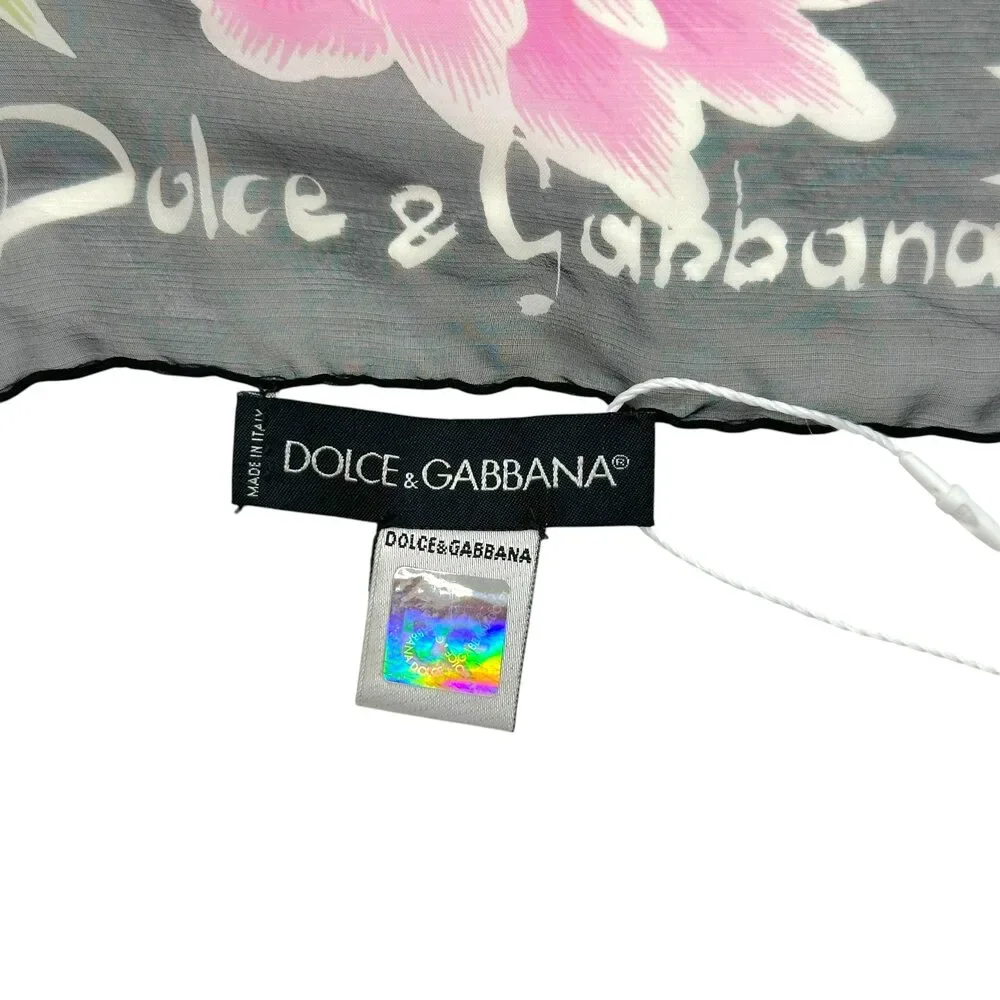 Dolce & Gabbana Floral & Leopard Print Square Silk Scarf